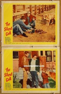 a383 SILENT CALL 2 movie lobby cards '61 David McLean, Pete the dog!