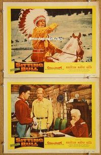 a384 SITTING BULL 2 movie lobby cards '54 Robertson, Native Americans!