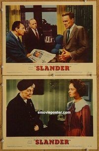 a385 SLANDER 2 movie lobby cards '57 Van Johnson, Ann Blyth