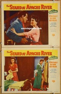 a393 STAND AT APACHE RIVER 2 movie lobby cards '53 Native Americans!