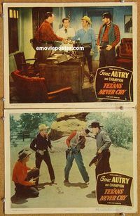 a408 TEXANS NEVER CRY 2 movie lobby cards '51 Gene Autry western!