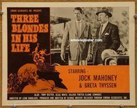 a997 THREE BLONDES IN HIS LIFE movie lobby card #2 '60 Jock Mahoney
