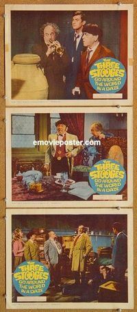 a549 THREE STOOGES GO AROUND THE WORLD IN A DAZE 3 movie lobby cards '63