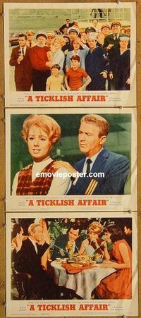 a550 TICKLISH AFFAIR 3 movie lobby cards '63 Shirley Jones, Gig Young