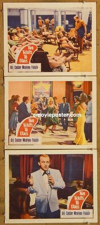 a554 TWO TICKETS TO PARIS 3 movie lobby cards '62 rock 'n' roll!