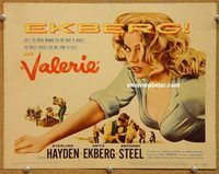 a840 VALERIE title movie lobby card '57 sexy Anita Ekberg, Sterling Hayden