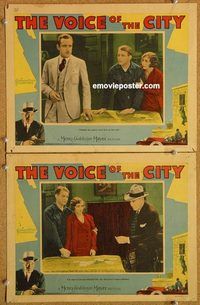 a421 VOICE OF THE CITY 2 movie lobby cards '29 Robert Ames, Jim Farley