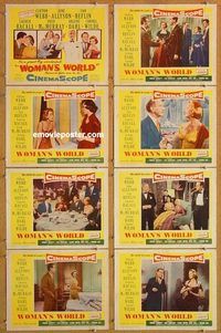 a194 WOMAN'S WORLD 8 movie lobby cards '54 Allyson, Webb, Heflin, Bacall