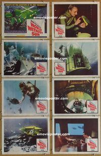 a195 WORLD WITHOUT SUN 8 movie lobby cards '65 Jacques-Yves Cousteau