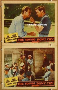 a435 YOUNG DON'T CRY 2 movie lobby cards '57 real bad teens!