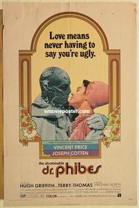 c308 ABOMINABLE DR PHIBES one-sheet movie poster '71 AIP, classic tagline!