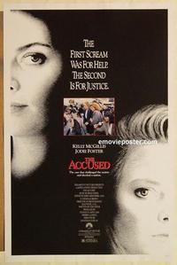 c309 ACCUSED one-sheet movie poster '88 Jodie Foster, Kelly McGillis