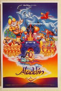 c312 ALADDIN DS one-sheet movie poster '92 Walt Disney cartoon!