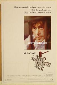 c325 AND JUSTICE FOR ALL one-sheet movie poster '79 Al Pacino out of order!