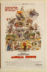 c326 ANIMAL HOUSE style B one-sheet movie poster '78 John Belushi, Landis
