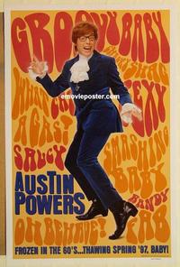 c334 AUSTIN POWERS: INT'L MAN OF MYSTERY DS teaser one-sheet movie poster '97