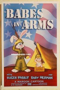 c335 BABES IN ARMS one-sheet movie poster '88 Roger Rabbit, Baby Herman