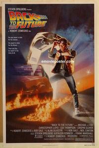 c338 BACK TO THE FUTURE one-sheet movie poster '85 Michael J. Fox, Drew