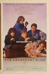 c362 BREAKFAST CLUB one-sheet movie poster '85 John Hughes, cult classic!