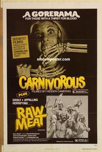 c572 LAST SURVIVOR/RAW MEAT one-sheet movie poster '79 horror, Gorerama!