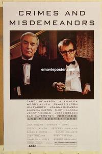 c395 CRIMES & MISDEMEANORS style B one-sheet movie poster '89 Woody Allen