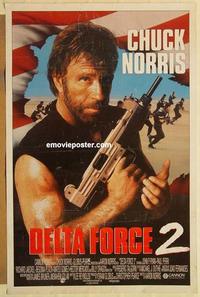 c417 DELTA FORCE 2 one-sheet movie poster '90 Chuck Norris, action!