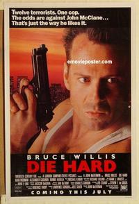 c420 DIE HARD advance one-sheet movie poster '88 Bruce Willis, Alan Rickman