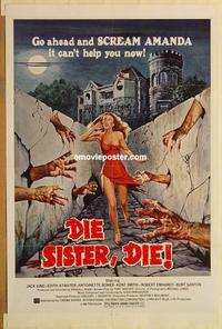c421 DIE SISTER DIE one-sheet movie poster '72 great horror design & image!