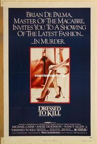 c435 DRESSED TO KILL one-sheet movie poster '80 Michael Caine, De Palma