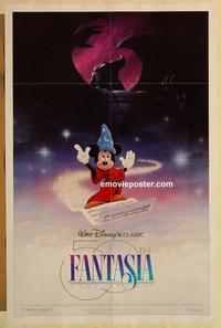 c464 FANTASIA DS one-sheet movie poster R90 Mickey Mouse, Disney classic!