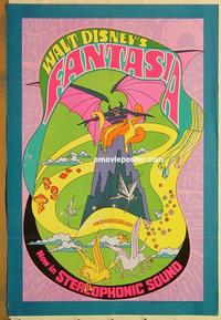 c463 FANTASIA one-sheet movie poster R70 wild psychedelic artwork!