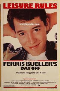 c469 FERRIS BUELLER'S DAY OFF one-sheet movie poster '86 Matthew Broderick