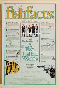 c475 FISH CALLED WANDA one-sheet movie poster '88 Cleese, Fish Facts style!