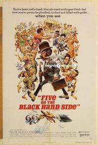 c476 FIVE ON THE BLACK HAND SIDE one-sheet movie poster '73 Jack Davis art!