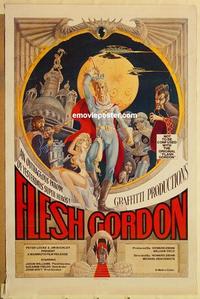 c477 FLESH GORDON one-sheet movie poster '74 sexploitation sci-fi spoof!