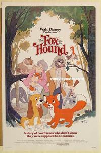 c485 FOX & THE HOUND one-sheet movie poster '81 Walt Disney animals!