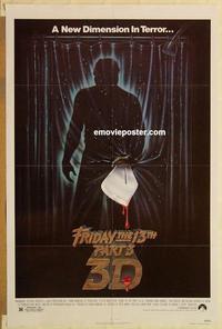 c489 FRIDAY THE 13th 3 - 3D one-sheet movie poster '82 slasher sequel!