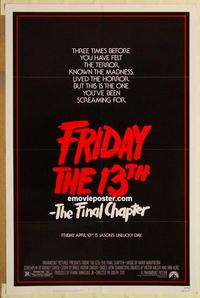 c490 FRIDAY THE 13th 4 one-sheet movie poster '84 Cory Feldman, horror!