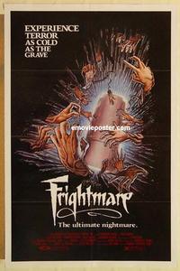 c491 FRIGHTMARE 1sh '83 terror as cold as the grave, wild horror art of dismembered hands!