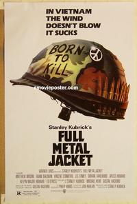 c492 FULL METAL JACKET one-sheet movie poster '87 Stanley Kubrick, Vietnam!