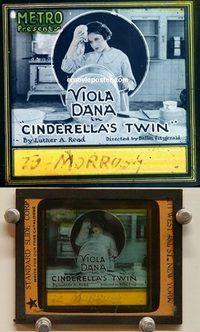 c010 CINDERELLA'S TWIN movie glass slide '20 Viola Dana
