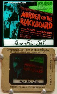 c089 MURDER ON THE BLACKBOARD glass slide'34 May Oliver