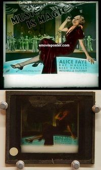 c091 MUSIC IS MAGIC glass slide '35 lovely Alice Faye!
