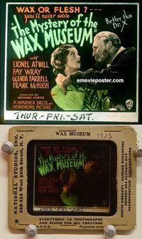 c113 MYSTERY OF THE WAX MUSEUM glass slide '33 Atwill