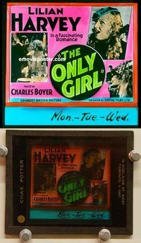 c171 ONLY GIRL glass slide '33 Harvey, Charles Boyer