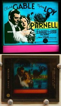c197 PARNELL glass slide '37 Clark Gable, Myrna Loy