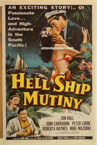 c524 HELL SHIP MUTINY one-sheet movie poster '57 Carradine, Peter Lorre