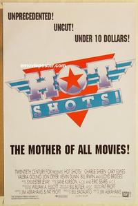 c531 HOT SHOTS one-sheet movie poster '91 Charlie Sheen, Lloyd Bridges