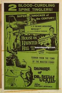 c402 DAUGHTER OF DR JEKYLL/HOUSE ON HAUNTED HILL one-sheet movie poster '65