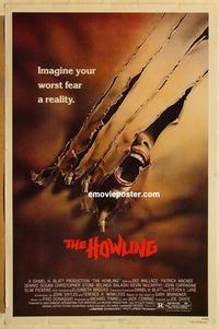 c538 HOWLING one-sheet movie poster '81 Dante, cool werewolf image!
